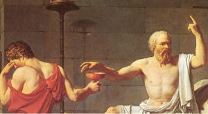 Detalle de “La Muerte de Sócrates”. Jacques Louis David. Necoclasicismo francés. Oleo sobre lienzo. Metropolitan Museum of Art. 1787.