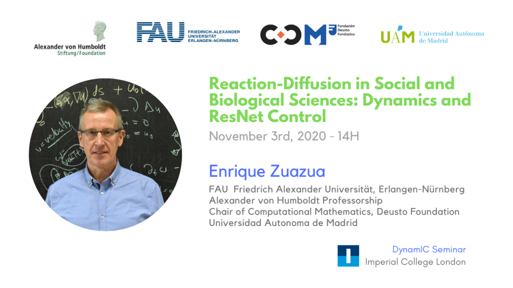 Reaction-diffusion in Social and Biological Sciences: Dynamics and ResNet Control by Enrique Zuazua