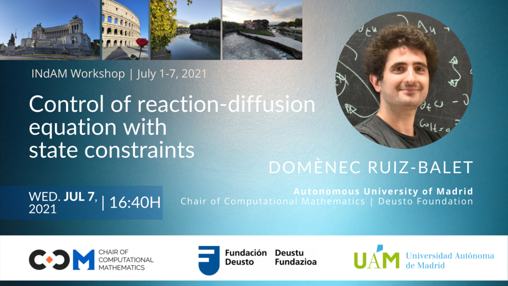 Control of reaction-diffusion equation with state constraints -INdAM Workshop