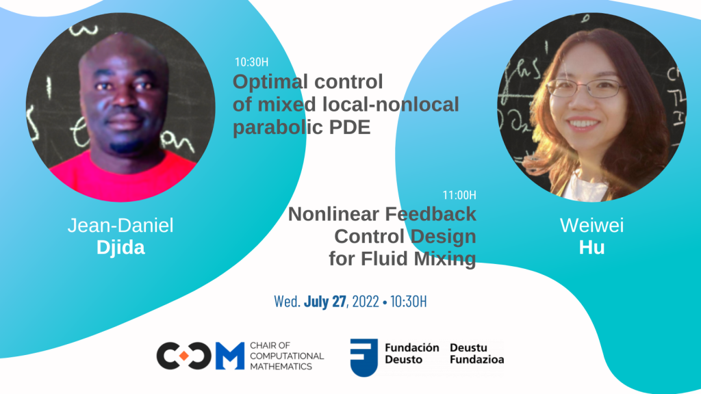 CCM double-seminar: “Optimal control of mixed local-nonlocal parabolic PDE” and “Nonlinear Feedback Control Design for Fluid Mixing”