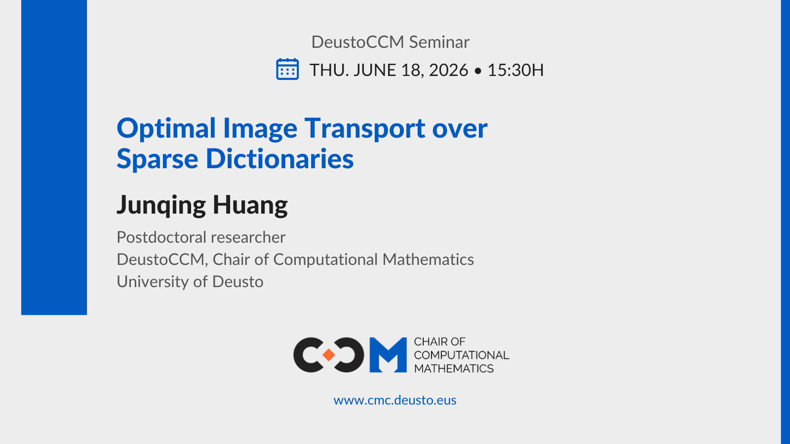 DeustoCCM Seminar: Optimal Image Transport over Sparse Dictionaries