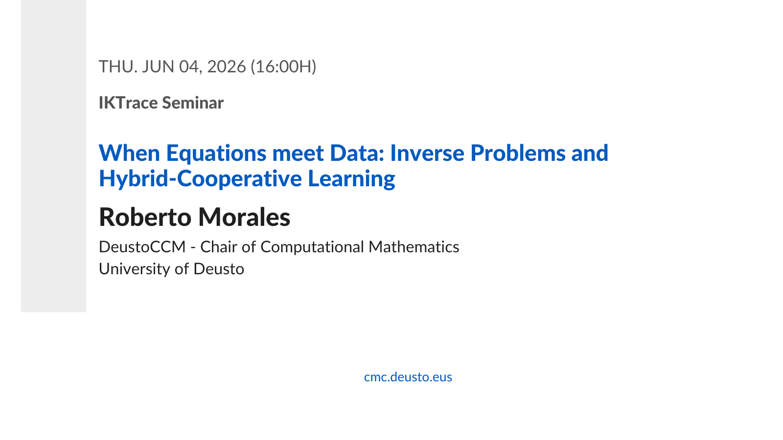 IKTrace Seminar: When Equations meet Data: Inverse Problems and Hybrid-Cooperative Learning